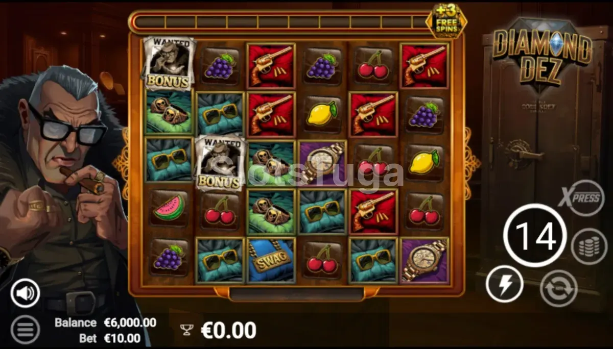 Rodadas grátis ativadas no Diamond Dez com multiplicadores em ação