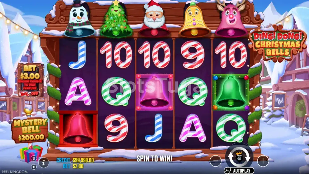 Jogo base da slot Ding Dong Christmas Bells em ação