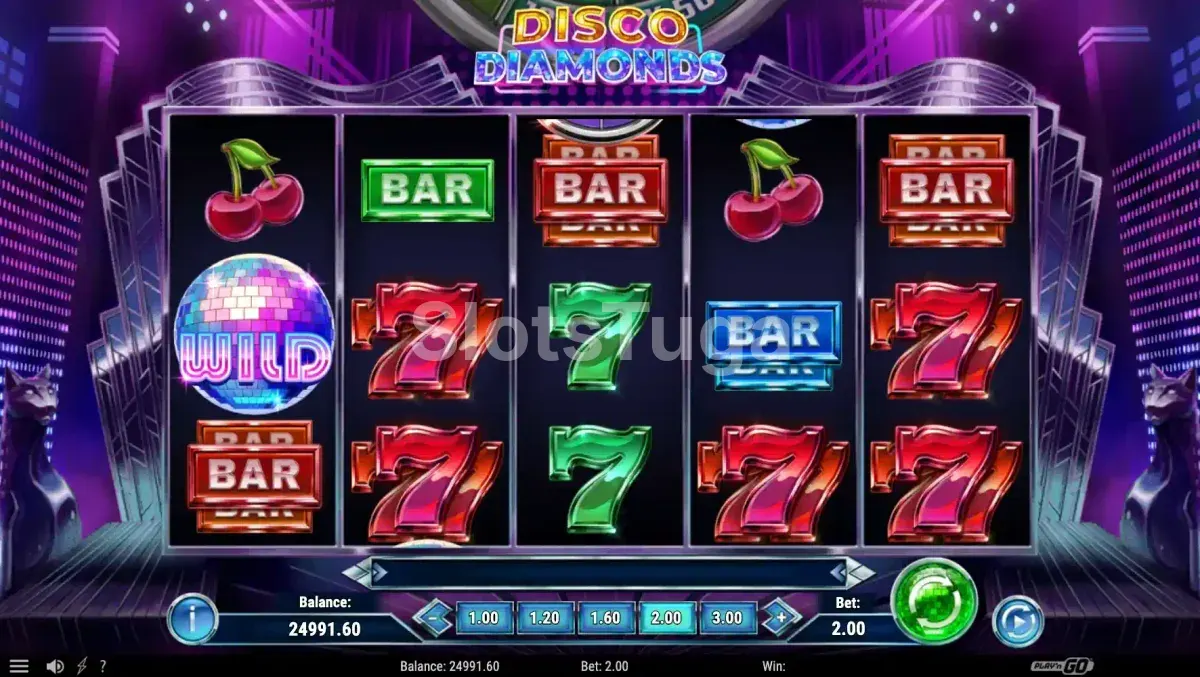 Segunda tela de jogo base da Disco Diamonds com roda bônus visível