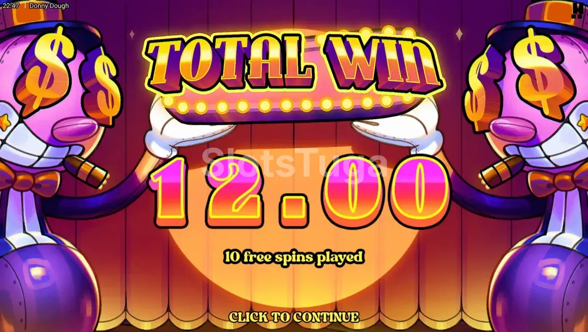 Big win capturado na slot Donny Dough durante os bônus