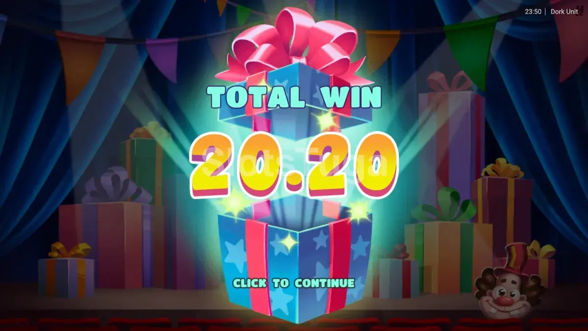 Big win na slot Dork Unit com a tela de grande vitória