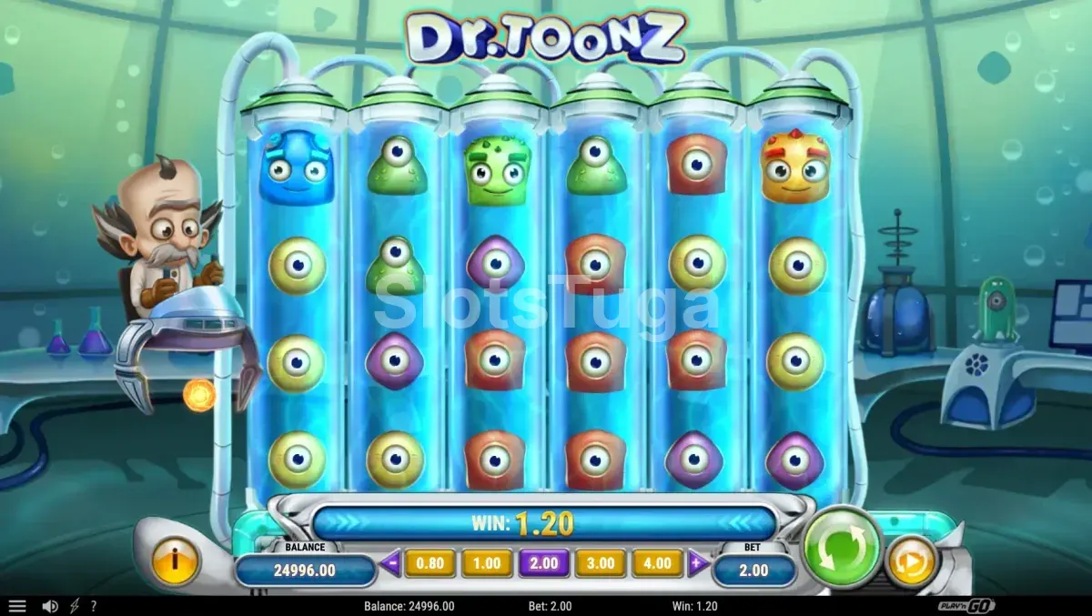Segunda tela do jogo base de Dr Toonz com cascatas ativas