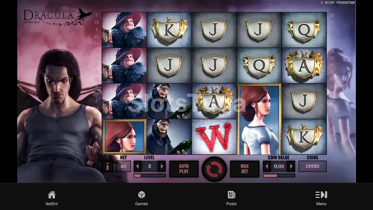 Segunda tela do jogo base de Dracula com o recurso de morcegos ativado