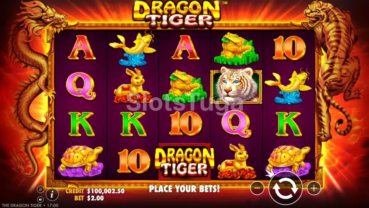 Jogo base do Dragon Tiger com símbolos asiáticos em destaque