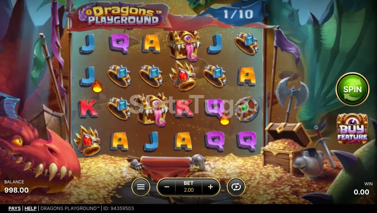 Jogo base da Dragons Playground com os dois dragões nas laterais da grade