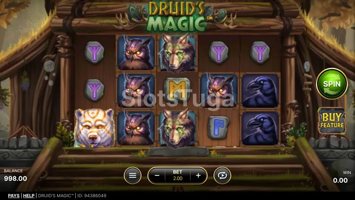 Jogo base do Druid's Magic com a floresta mágica ao fundo