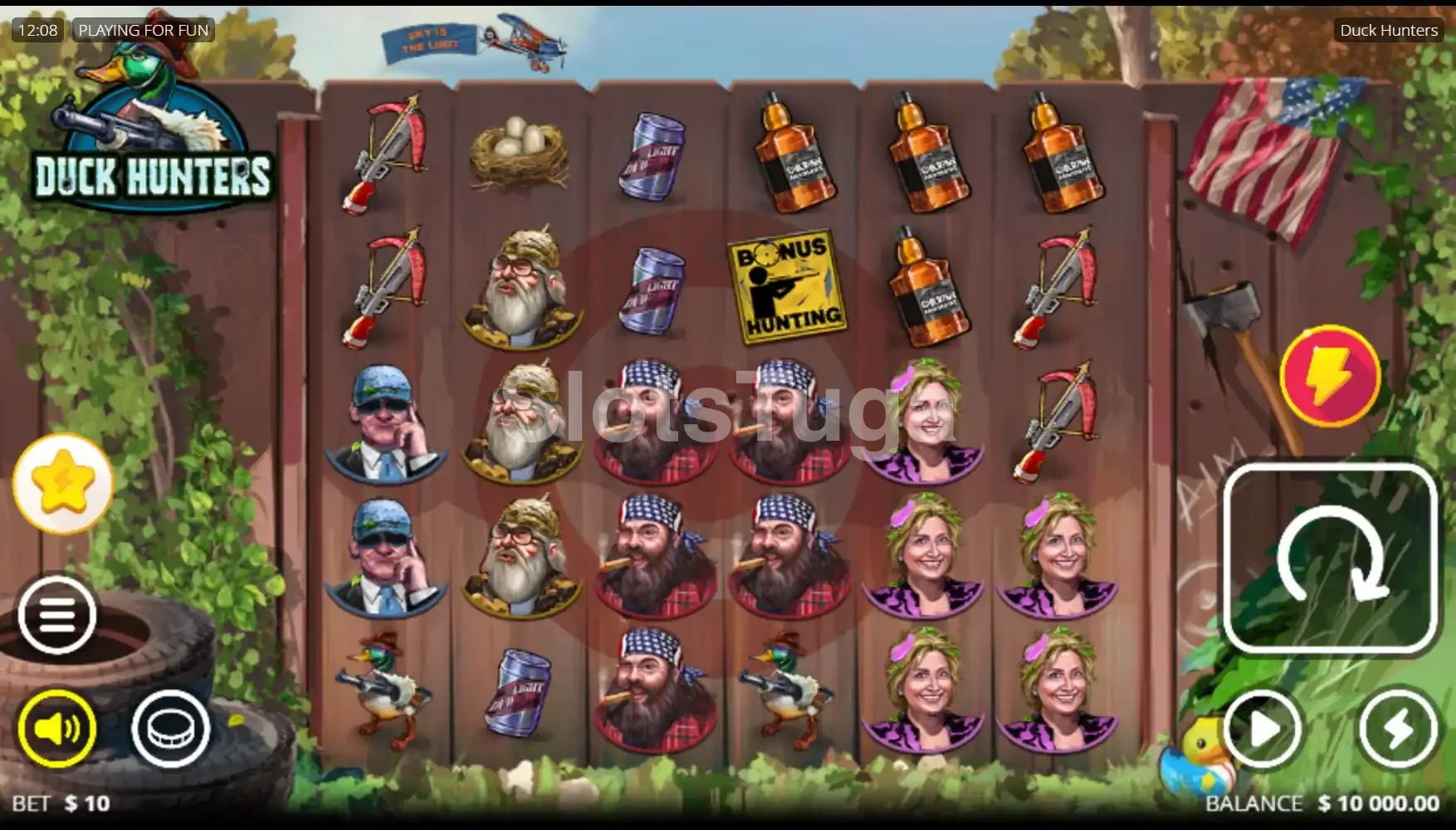 Tela principal do jogo Duck Hunters com os rouleaux em ação