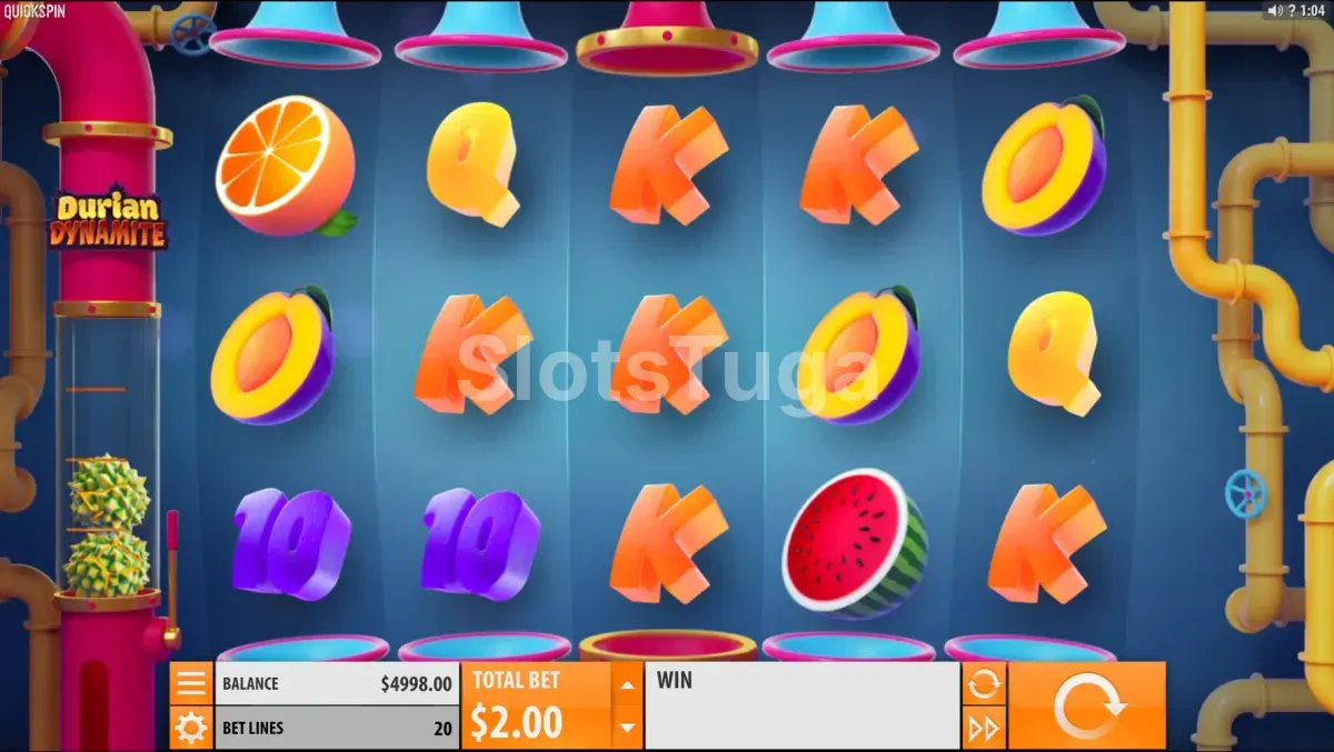 Tela principal do jogo Durian Dynamite da Quickspin