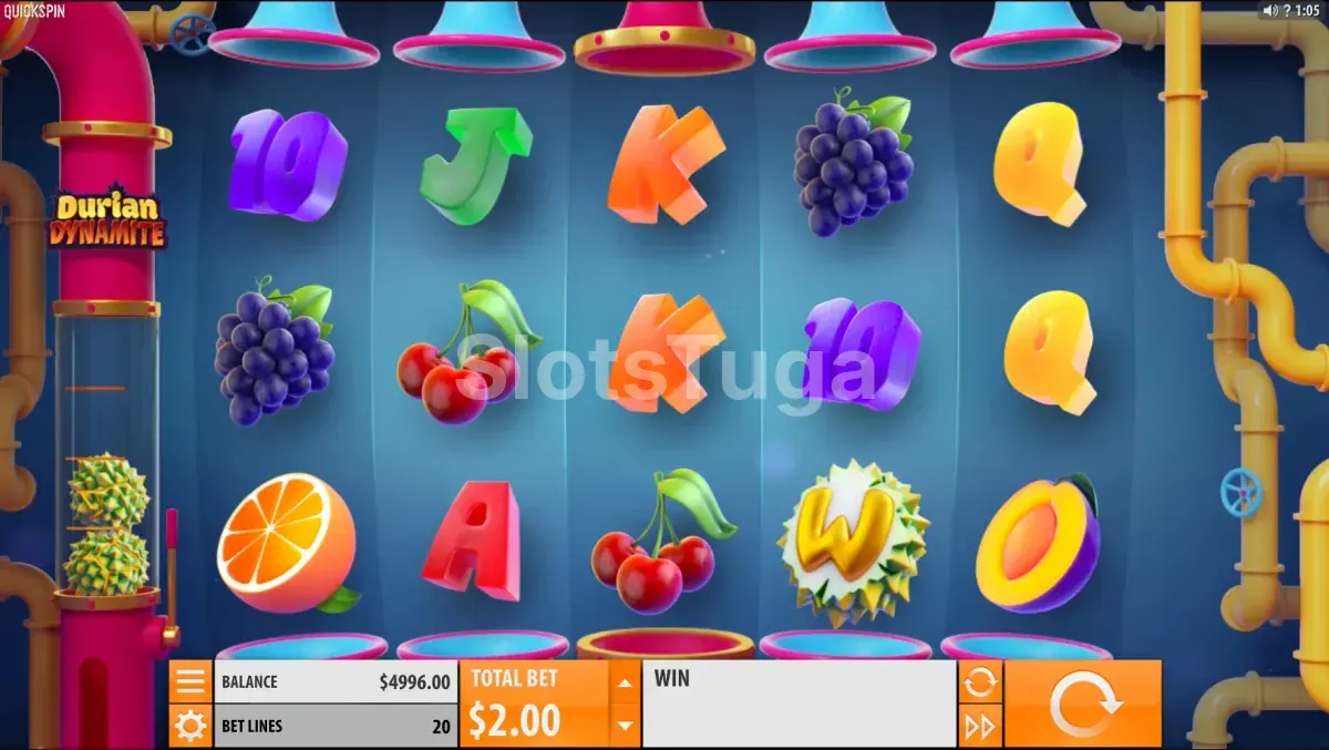Segunda tela de jogo do Durian Dynamite mostrando os rolos em ação