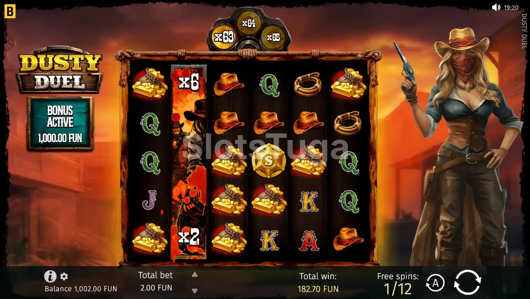 Rodadas grátis do Dusty Duel com multiplicador persistente ativo
