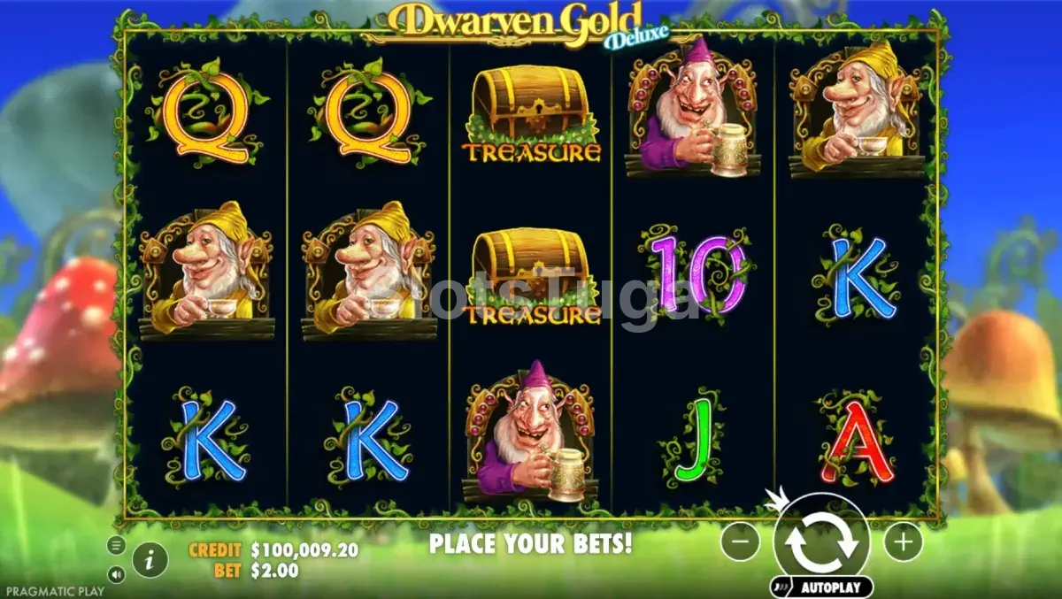 Tela principal do jogo Dwarven Gold Deluxe com os rouleaux em destaque