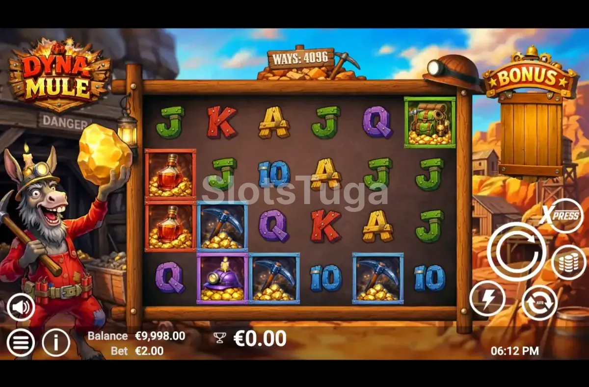 Jogo base da slot Dyna Mule no grid de mineração