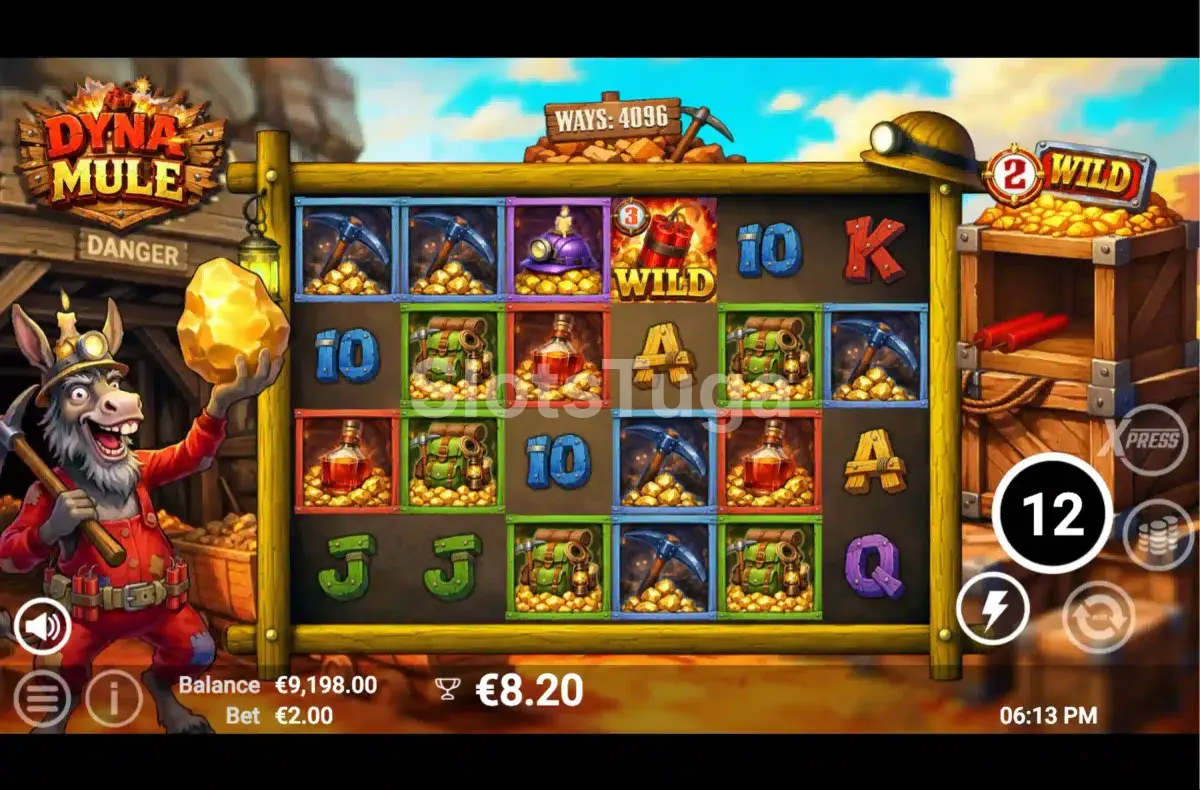 Rodadas grátis ativadas na slot Dyna Mule