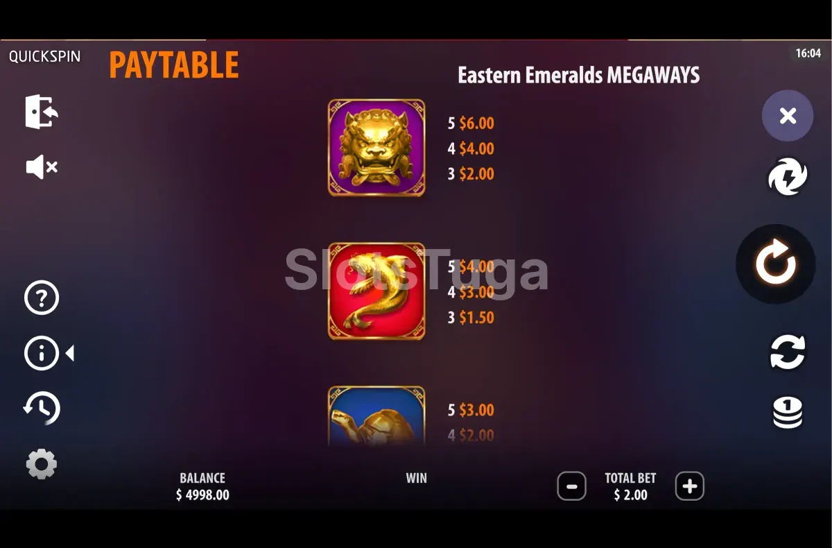 Tabela de pagamentos da Eastern Emeralds Megaways