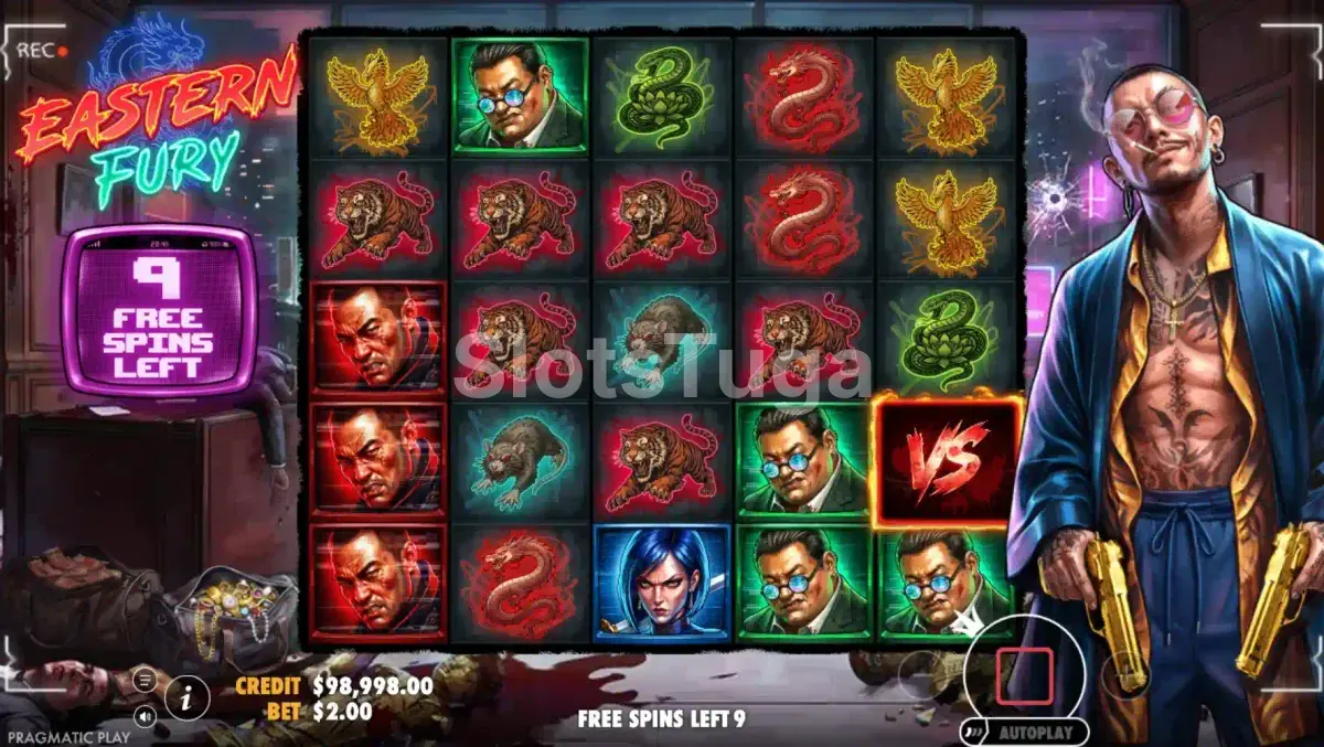 Rodada de free spins em andamento na Eastern Fury