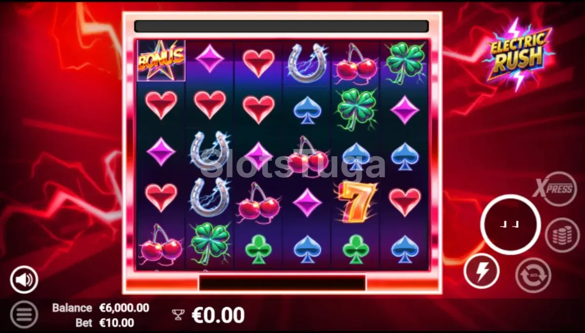 Modo de Free Spins da Electric Rush com multiplicadores ativos