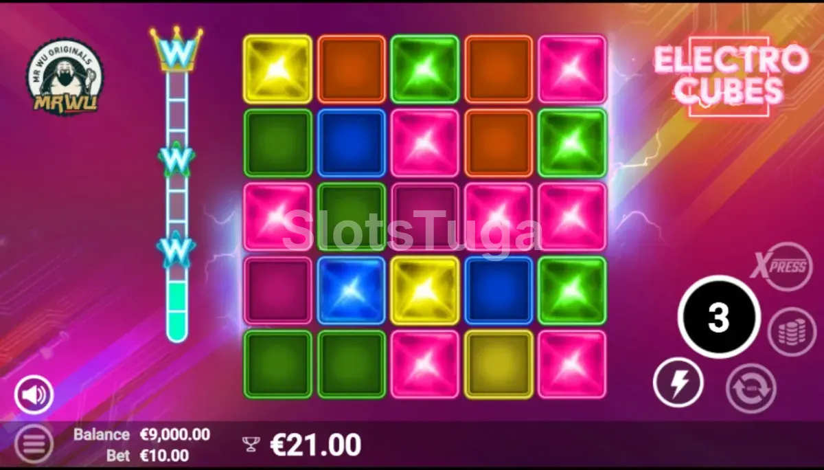 Rodadas grátis do Electro Cubes com multiplicadores ativos