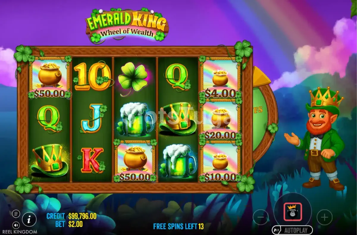 Rodadas grátis em ação na slot Emerald King Wheel of Wealth