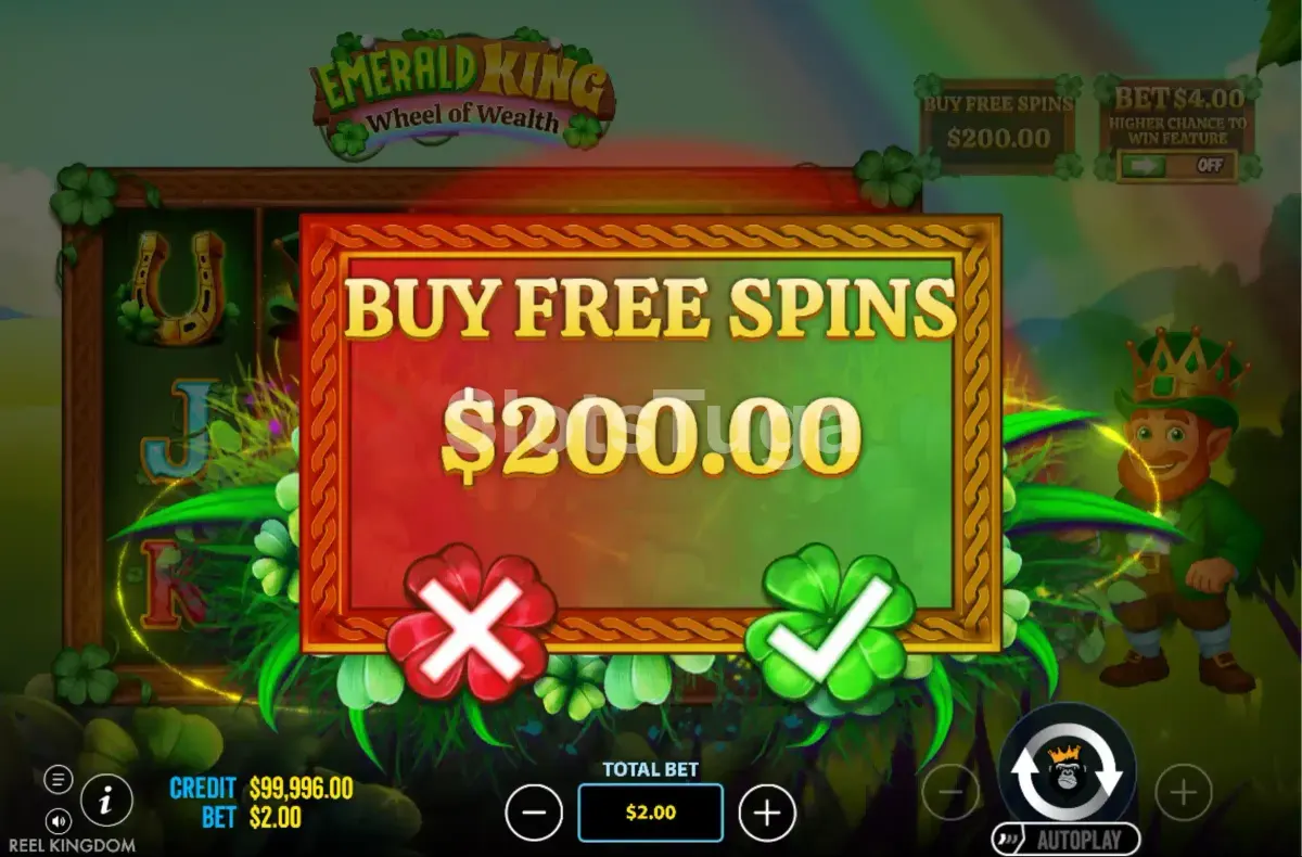 Opção de compra de bônus na slot Emerald King Wheel of Wealth