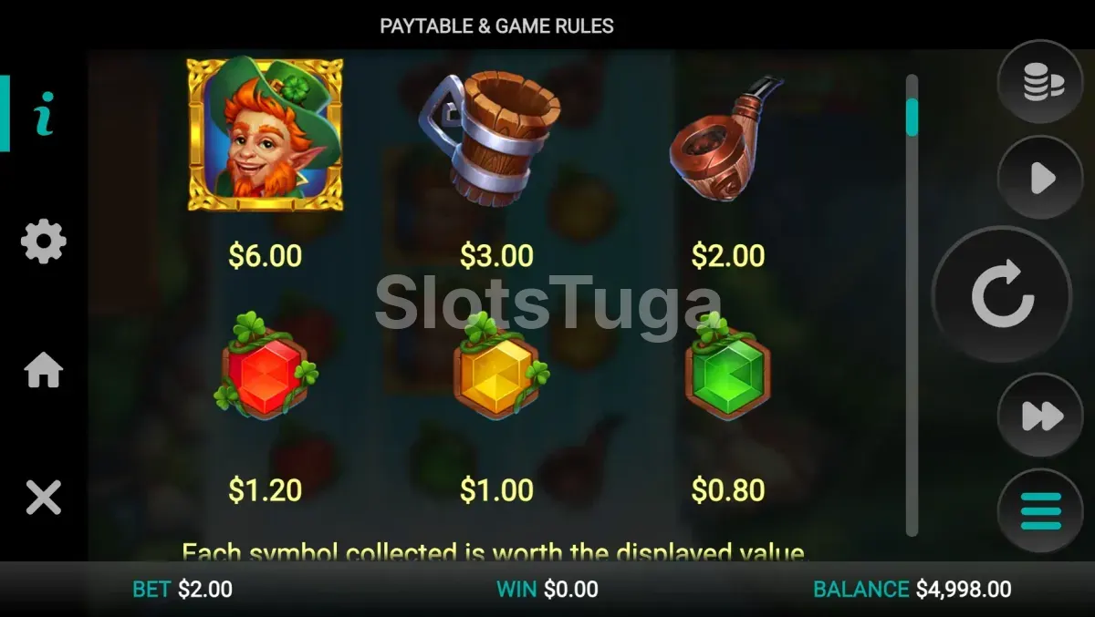 Tabela de pagamentos da Emerald's Infinity Reels