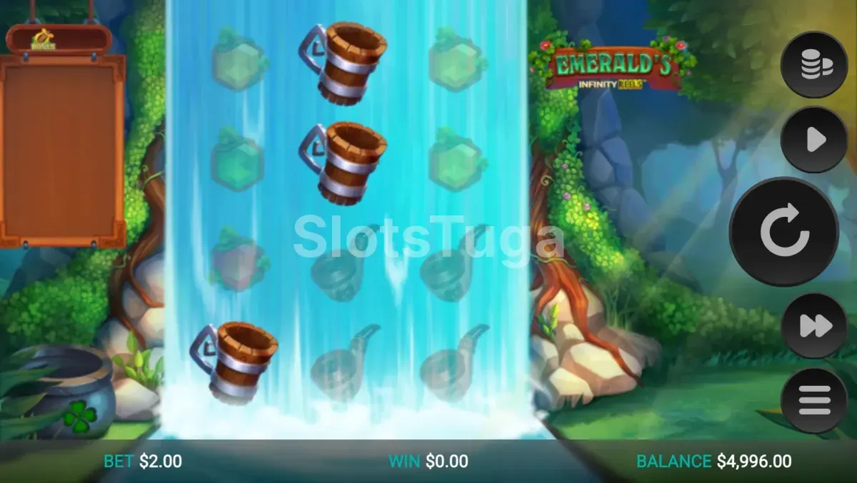 Segunda visão do jogo base da Emerald's Infinity Reels em ação