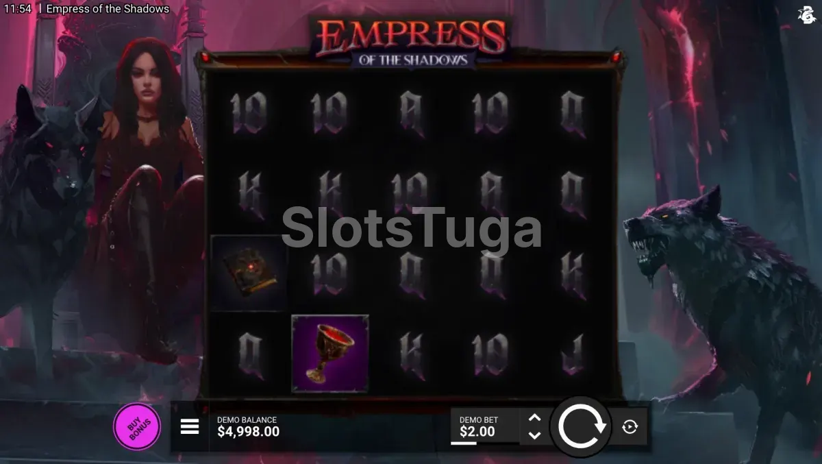 Jogo base da Empress of the Shadows com os cinco rouleaux e tema gótico
