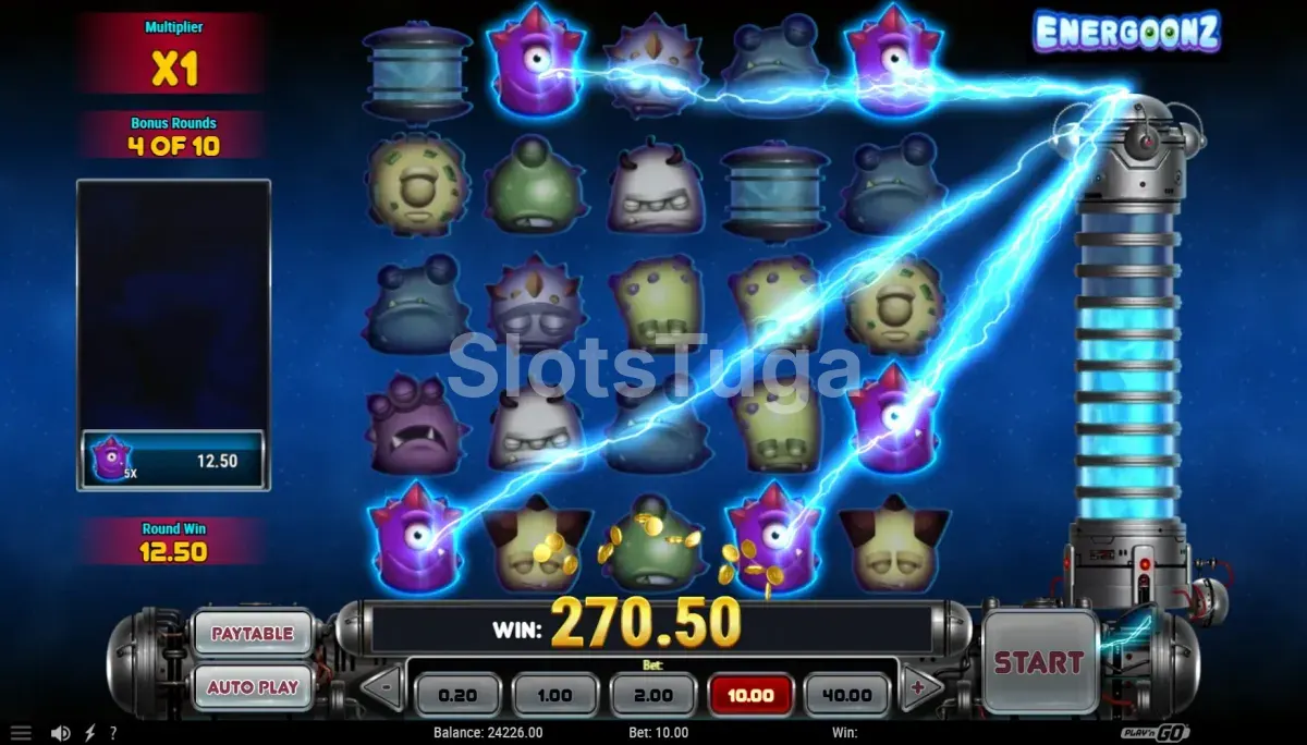 Modo de Free Spins do Energoonz com Goonz em modo turbinado