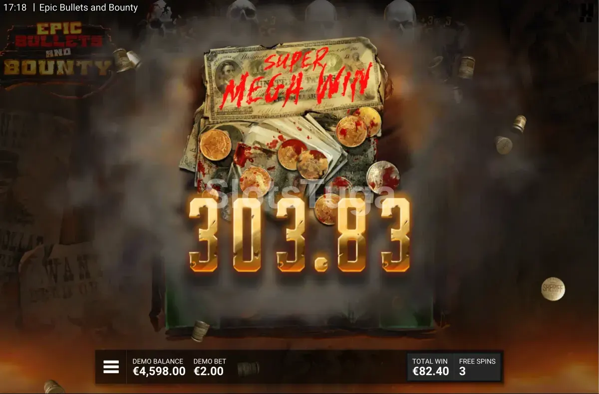 Grande vitória na Epic Bullets & Bounty com multiplicador elevado na tela