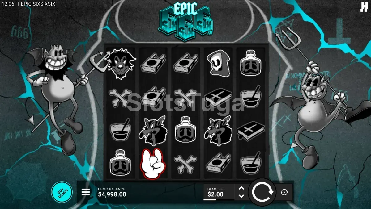 Jogo base de Epic SixSixSix com a grelha de 5 rolos