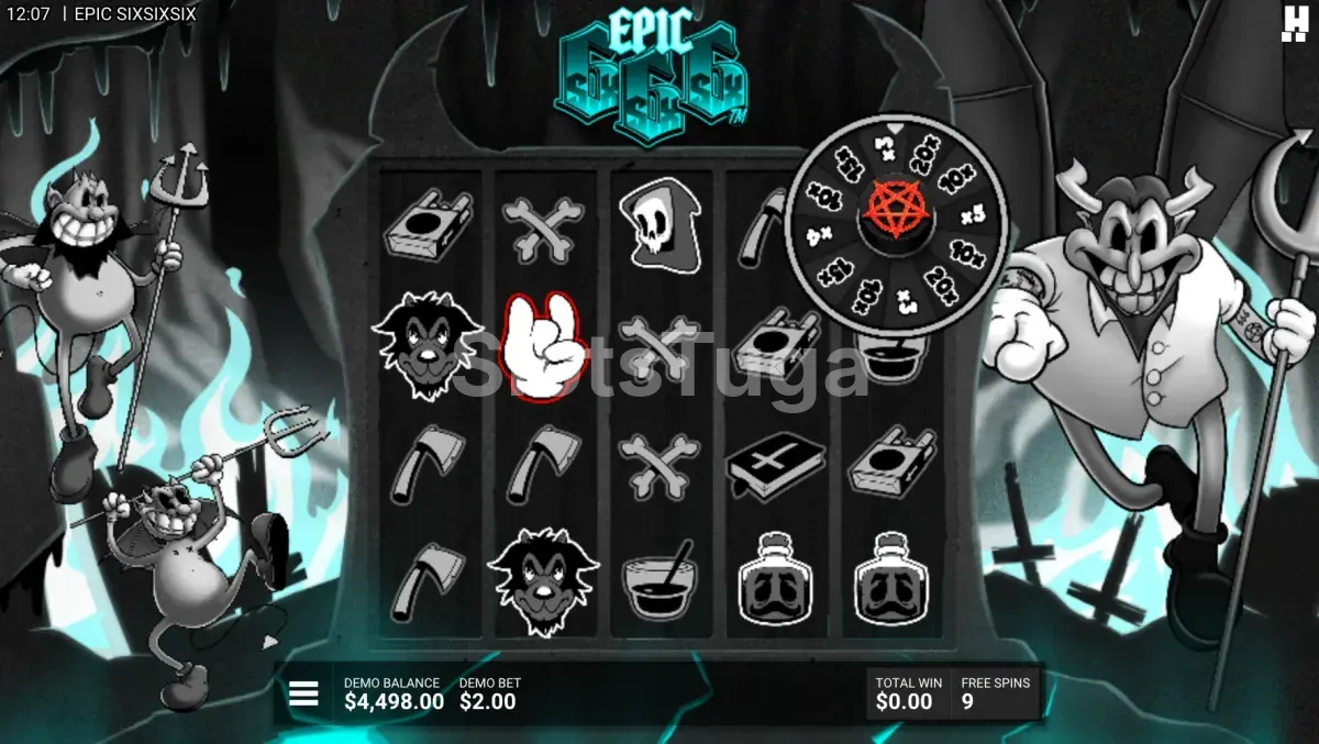 Rodadas grátis de Epic SixSixSix com roda vermelha activada