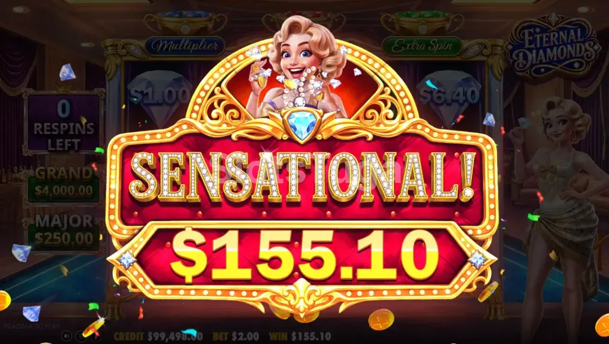 Grande vitória no slot Eternal Diamonds com multiplicador máximo