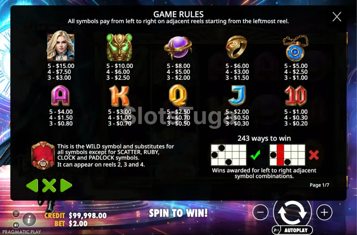 Tabela de pagamentos completa da slot Eternal Empress Freeze Time