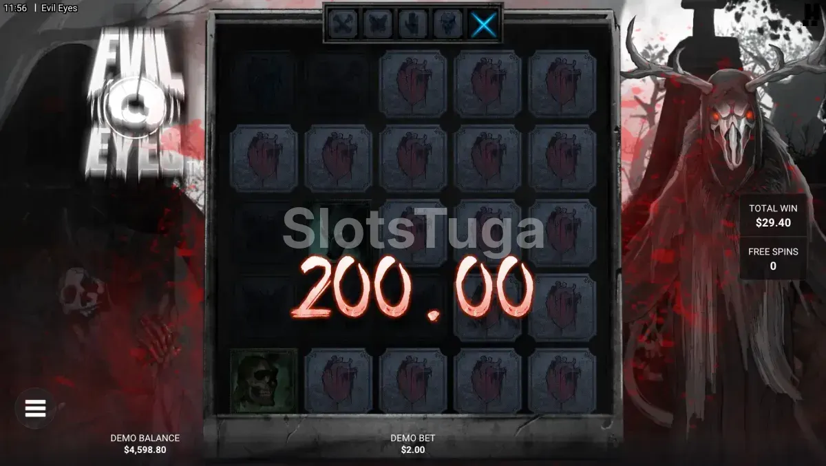 Big win no slot Evil Eyes com multiplicadores acumulados nos rolos
