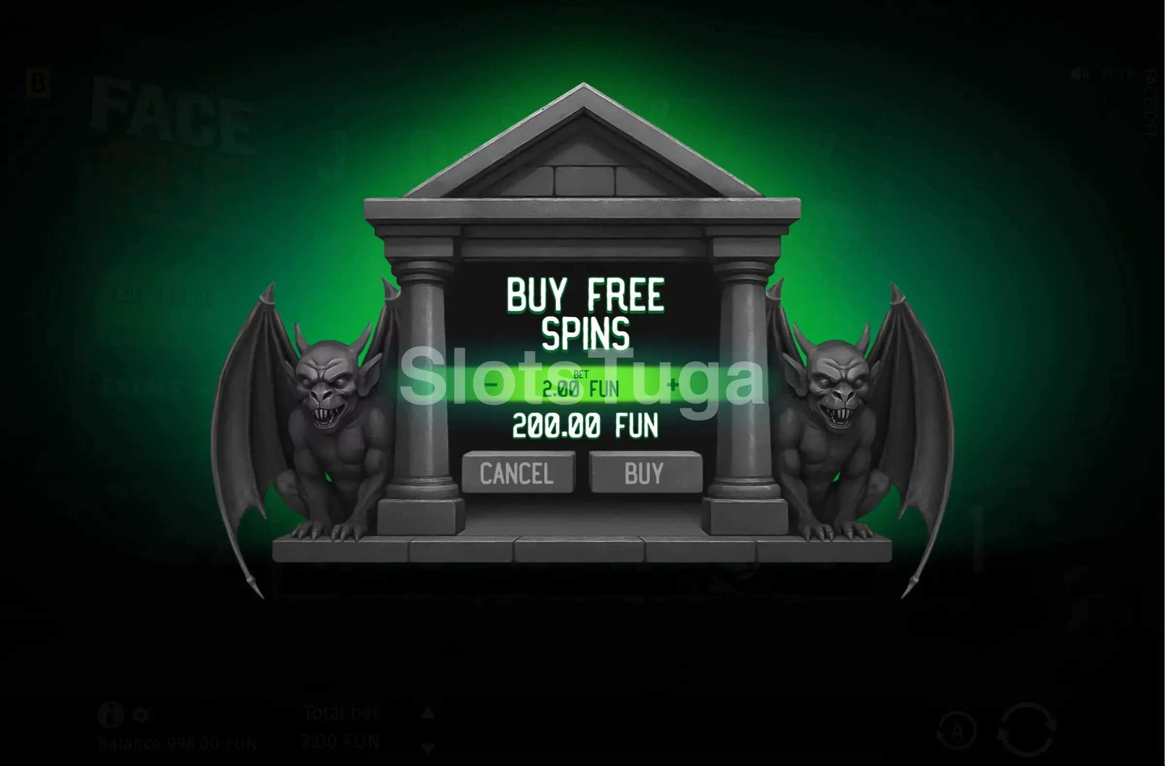 Tela de compra de bônus da slot Face Off BGaming