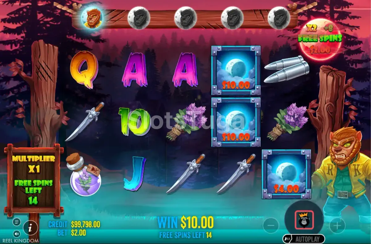 Modo de giros grátis da Fangtastic Freespins com wilds e Blood Bank ativados
