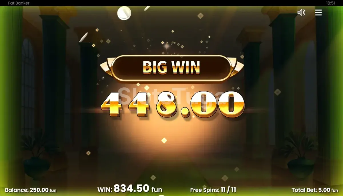 Grande vitória na slot Fat Banker com multiplicadores ativos