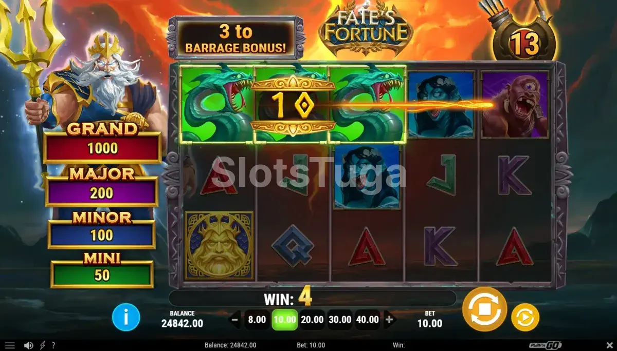 Resultado de rodada com Scatter em Fate's Fortune