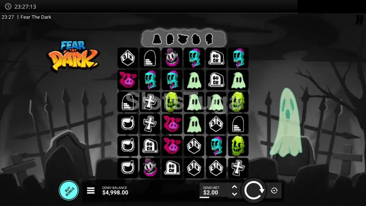 Tela principal do jogo Fear the Dark com seus 6 rouleaux temáticos