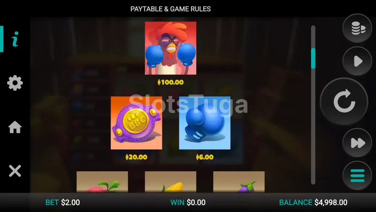 Tabela de pagamentos da slot Feather Fury