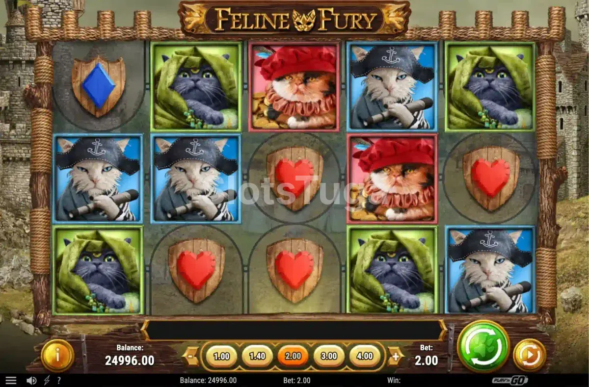Segunda tela do jogo base da Feline Fury exibindo rodadas em andamento