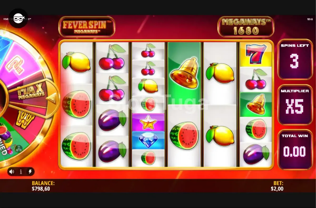 Rodadas grátis da Fever Spin Megaways com multiplicadores ativos
