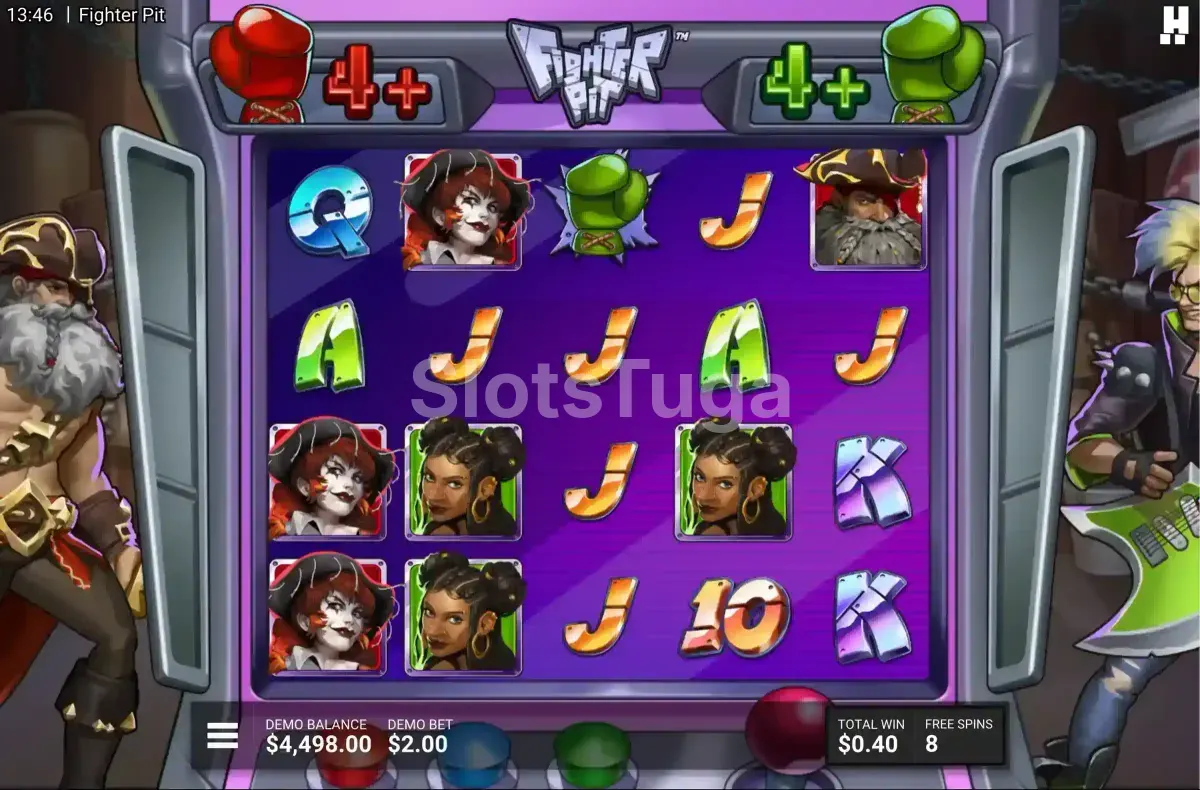 Rodada de giros grátis da Fighter Pit com multiplicadores ativos