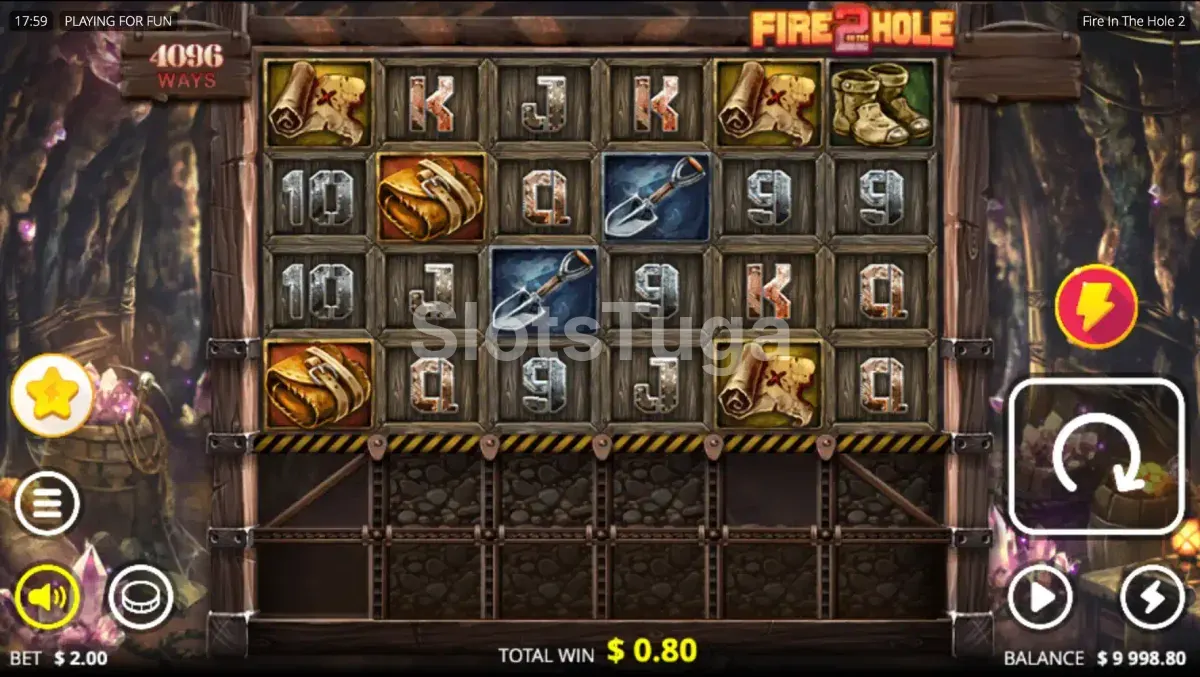 Jogo base do Fire In The Hole 2 com os mineiros na tela