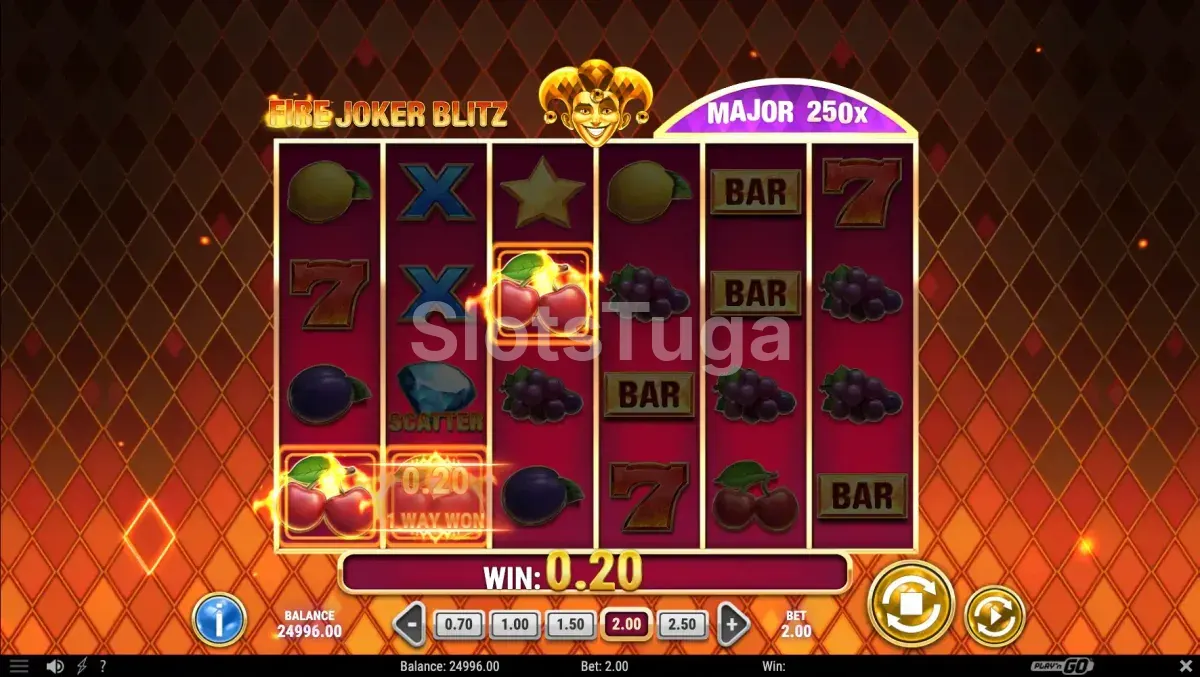 Rodada de bônus do Fire Joker Blitz com opções de escolha