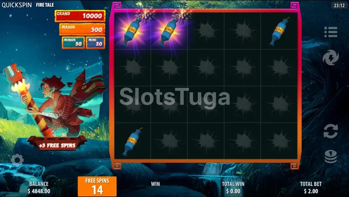 Rodadas grátis Fusion Free Spins do Fire Tale em ação