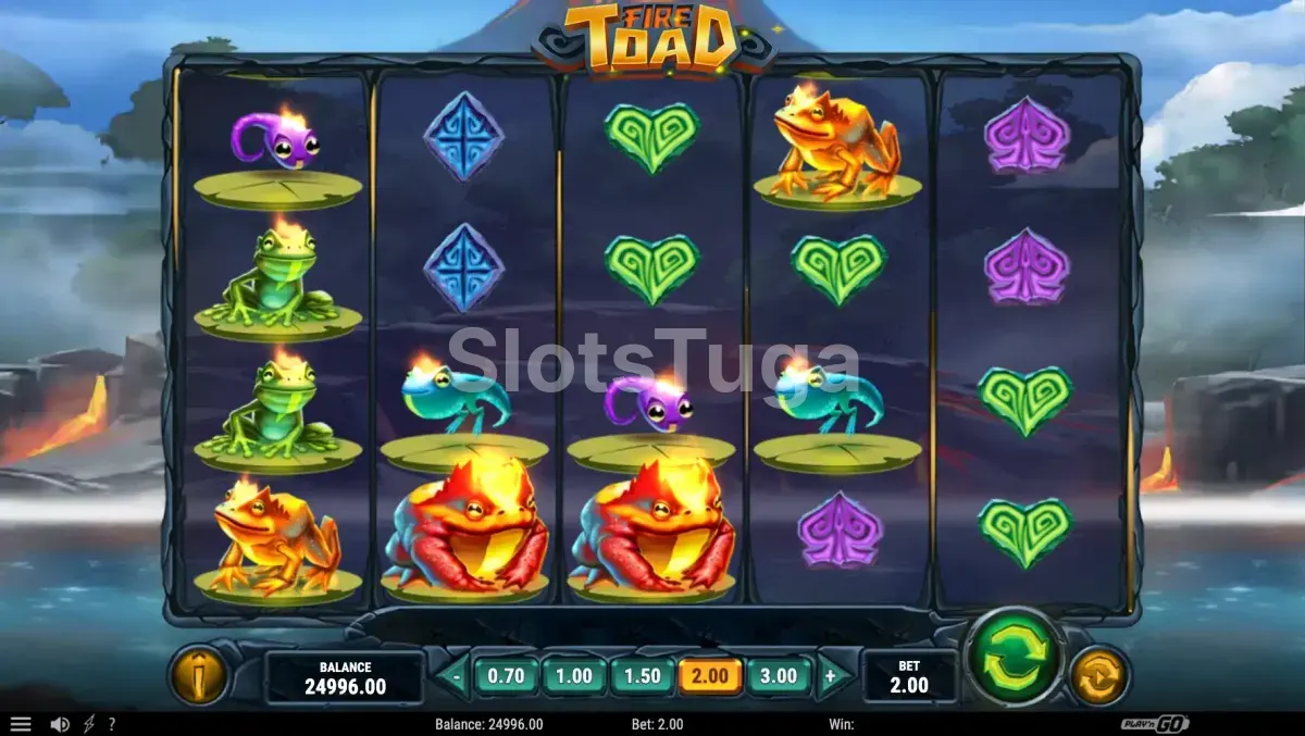 Segunda tela do jogo base do Fire Toad com símbolos em destaque