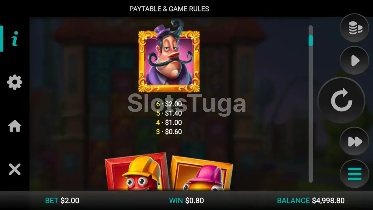 Tabela de pagamentos da Firewins Factory mostrando símbolos e valores