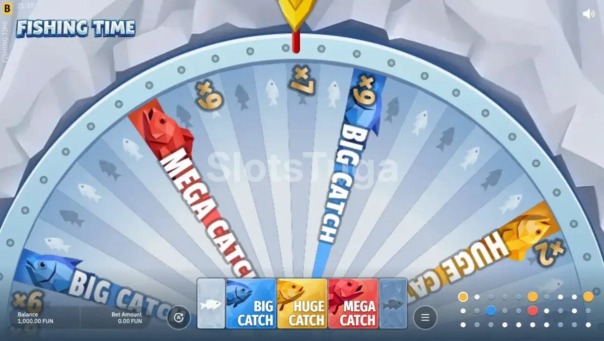 Mini-game de pesca ativado no Fishing Time com multiplicador subindo