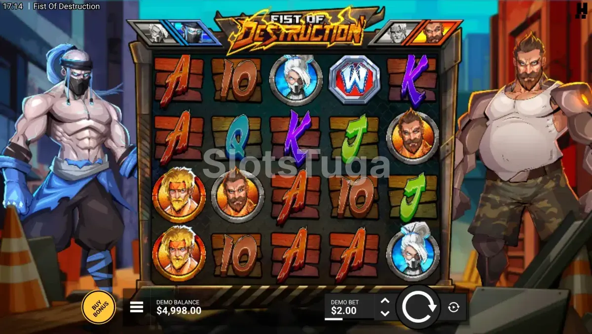 Jogo base da Fist of Destruction com os rolos em ação