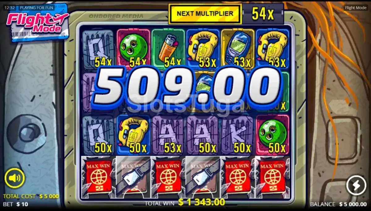 Grande vitória na slot Flight Mode com multiplicador elevado na tela